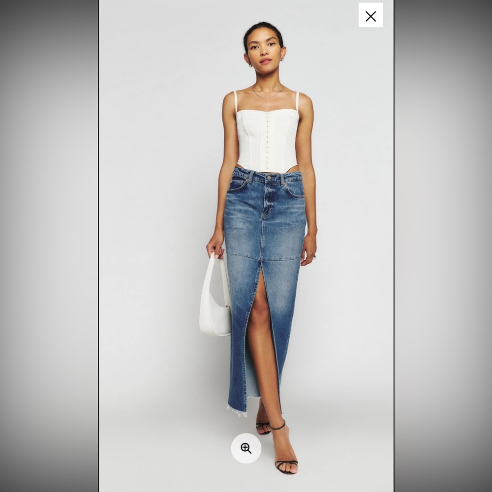 Reformation Tazz Blue Denim Skirt Maxi US26
